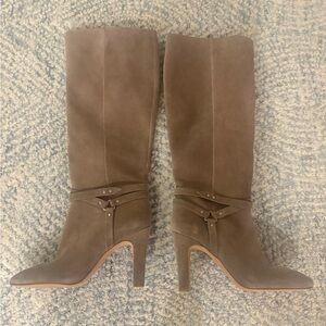 Vince Camuto Authentic Leather/Suede High Heeled Zipper Boots